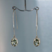 Load image into Gallery viewer, Long Green Amethyst Earrings, 925 Sterling Silver