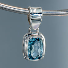 Load image into Gallery viewer, Rectangle Blue Topaz Necklace, 925 Sterling Silver