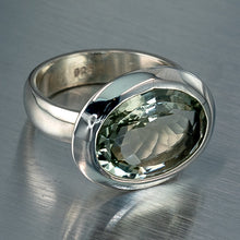 Load image into Gallery viewer, Huge Oval, Green Amethyst Sterling Silver Ring