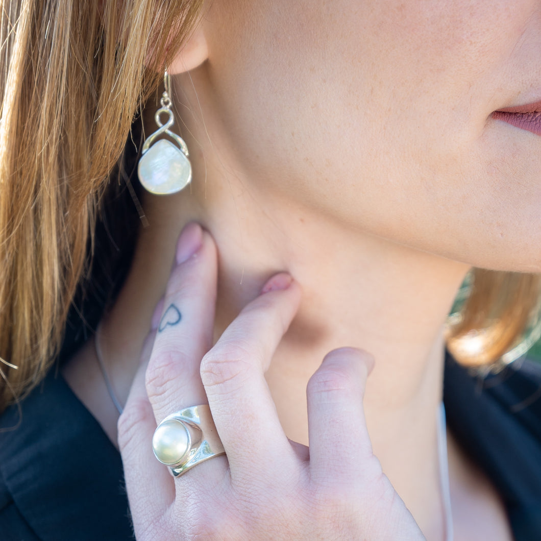 Mother of Pearl Silver Drop Earrings