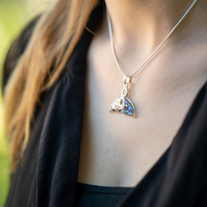Abalone Whale Tail Necklace, 925 Sterling Silver
