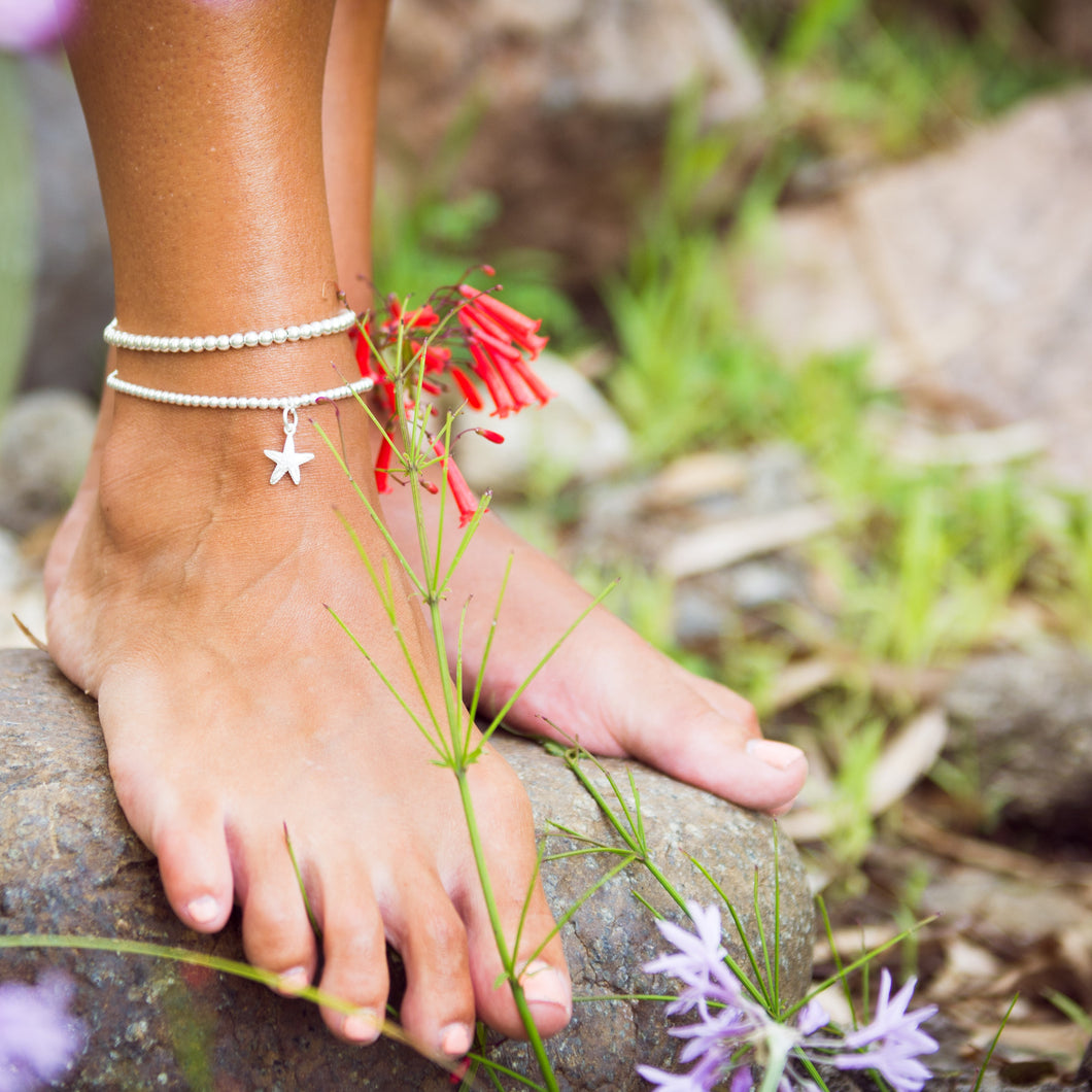 Sterling Silver Starfish Charm Anklet