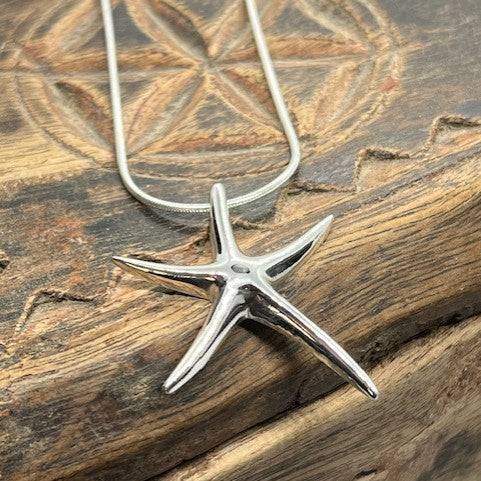 Large Sterling Silver Starfish Necklace