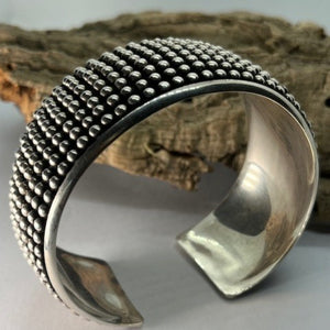 Hand Crafted Wide Balinese Bangle, 925 Sterling Silver