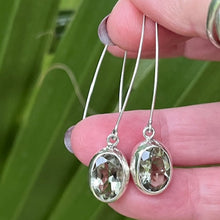 Load image into Gallery viewer, Long Green Amethyst Earrings, 925 Sterling Silver