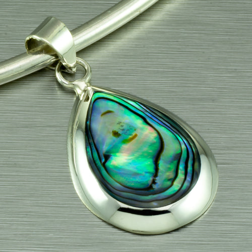 Sterling silver Abalone Inlay Teardrop Pendant