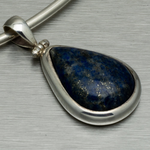 Lapis Lazuli Teardrop Pendant, 925 Sterling Silver.
