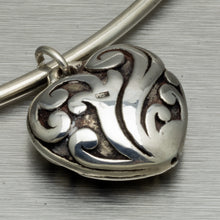 Load image into Gallery viewer, Large heart shaped puffy heart silver pendant