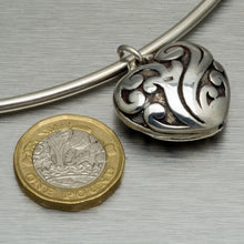 Load image into Gallery viewer, Large heart shaped puffy heart silver pendant