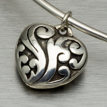 Load image into Gallery viewer, Large heart shaped puffy heart silver pendant