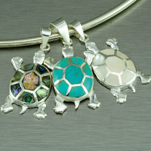 Load image into Gallery viewer, Sterling Silver, Abalone Turtle Pendant.
