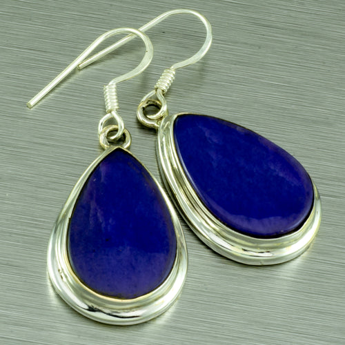 Large sterling silver Charoite silver earringss