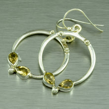 Load image into Gallery viewer, Citrine hoop sterling silver earrings 