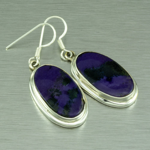 Large oval Russian Charoite earrings