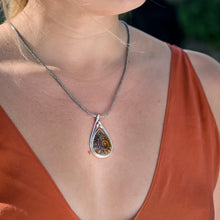 Load image into Gallery viewer, Ammonite Fossil Pear Shape Pendant. 92.5% Sterling Silver - Gemstonz Silver