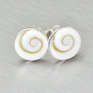 Shiva shell stud earrings - Gemstonz Silver