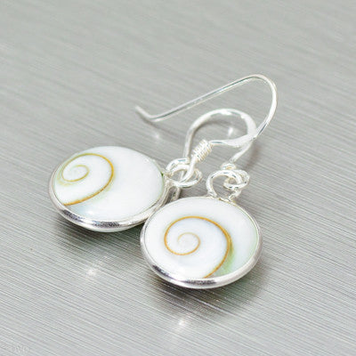 Small round shiva eye shell earrings