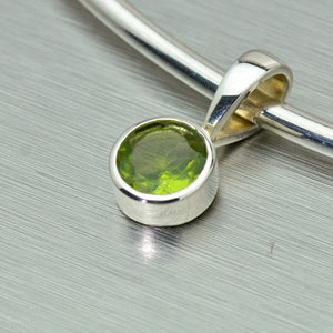 Faceted gemstone small round pendant - available in 6 different semi-precious stones - Gemstonz Silver
