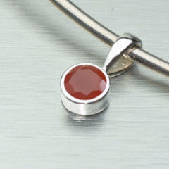 Faceted gemstone small round pendant - available in 6 different semi-precious stones - Gemstonz Silver
