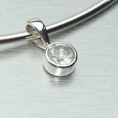 Faceted gemstone small round pendant - available in 6 different semi-precious stones - Gemstonz Silver