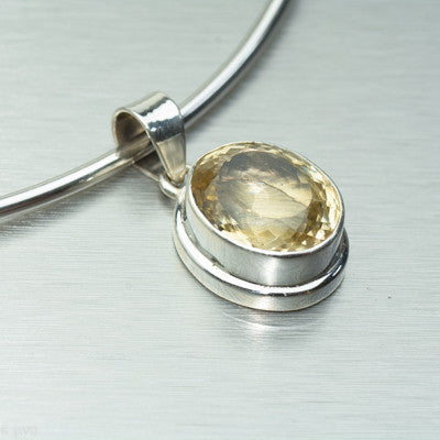 Citrine medium oval pendant - Gemstonz Silver