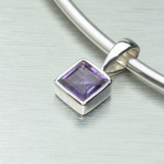 Faceted gemstone square pendant - available in 5 different semi-precious stones - Gemstonz Silver