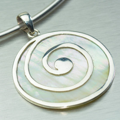 Mother-of-Pearl silver spiral pendant - Gemstonz Silver