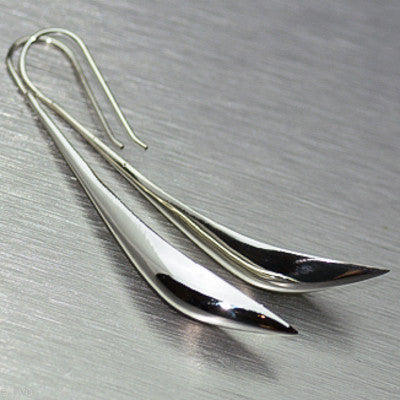 Long tapered silver blade earrings