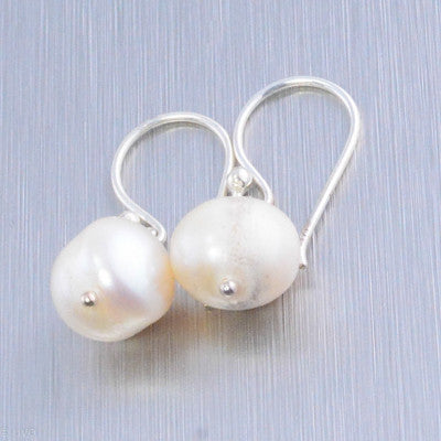 freshwater pearl dangly earrings with sterling silver hooks