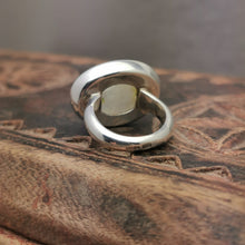 Load image into Gallery viewer, Modern Large Oval Rainbow Moonstone Ring. 925 Sterling Silver. - Gemstonz Silver