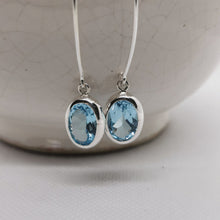 Load image into Gallery viewer, Elegant Long Blue Topaz Earrings, 925 Sterling Silver
