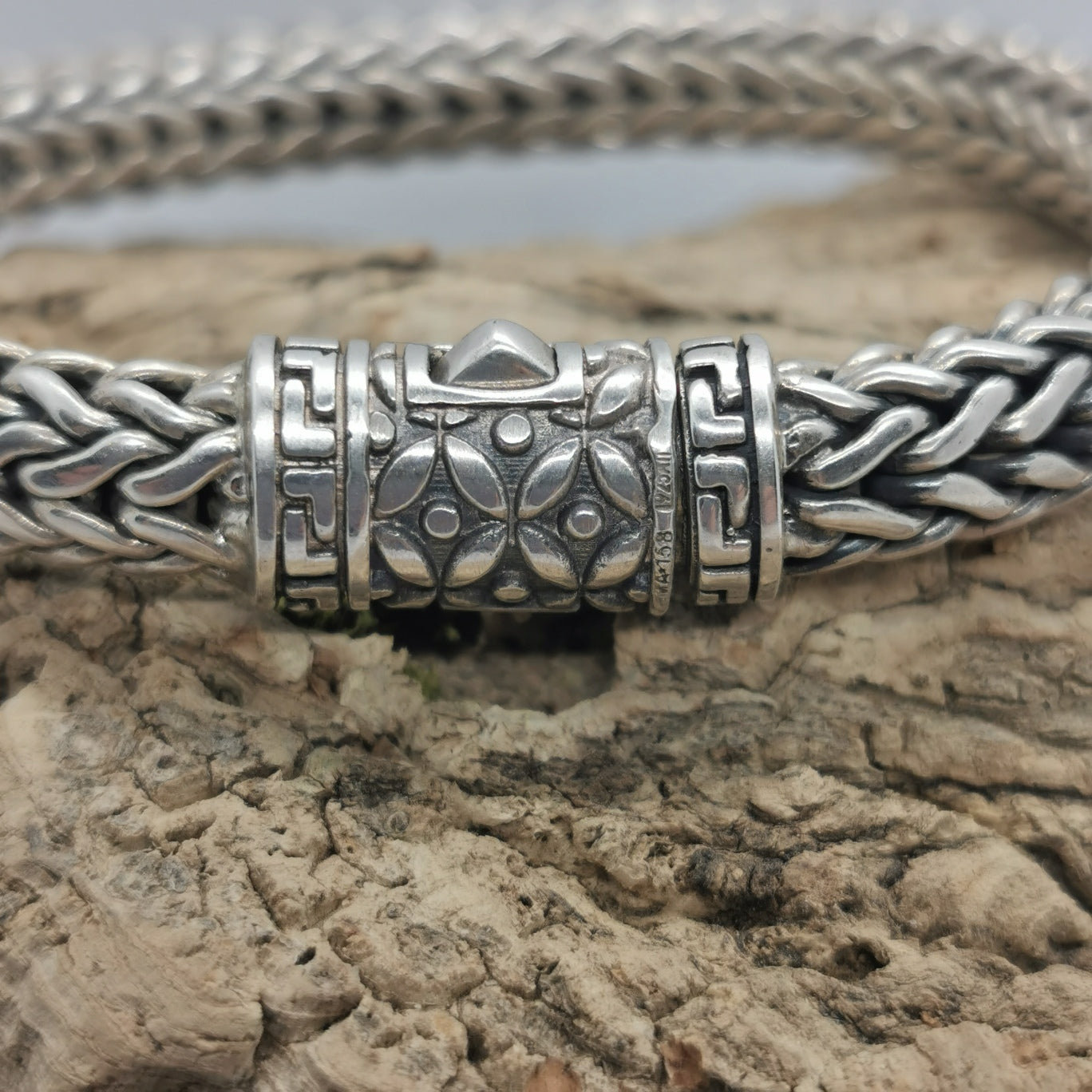 925 Sterling Silver Braided Men's Bali Bracelet - Queen of Hearts Jewelry
