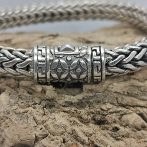 Pulsera balinesa pesada hecha a mano, plata de ley 925