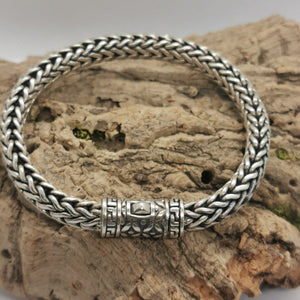 Pulsera balinesa pesada hecha a mano, plata de ley 925