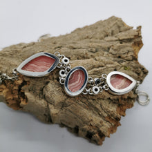 Load image into Gallery viewer, Stunning Pink Rhodochrosite and Garnet Multistone Bracelet, Adjustable, 925 Sterling Silver.