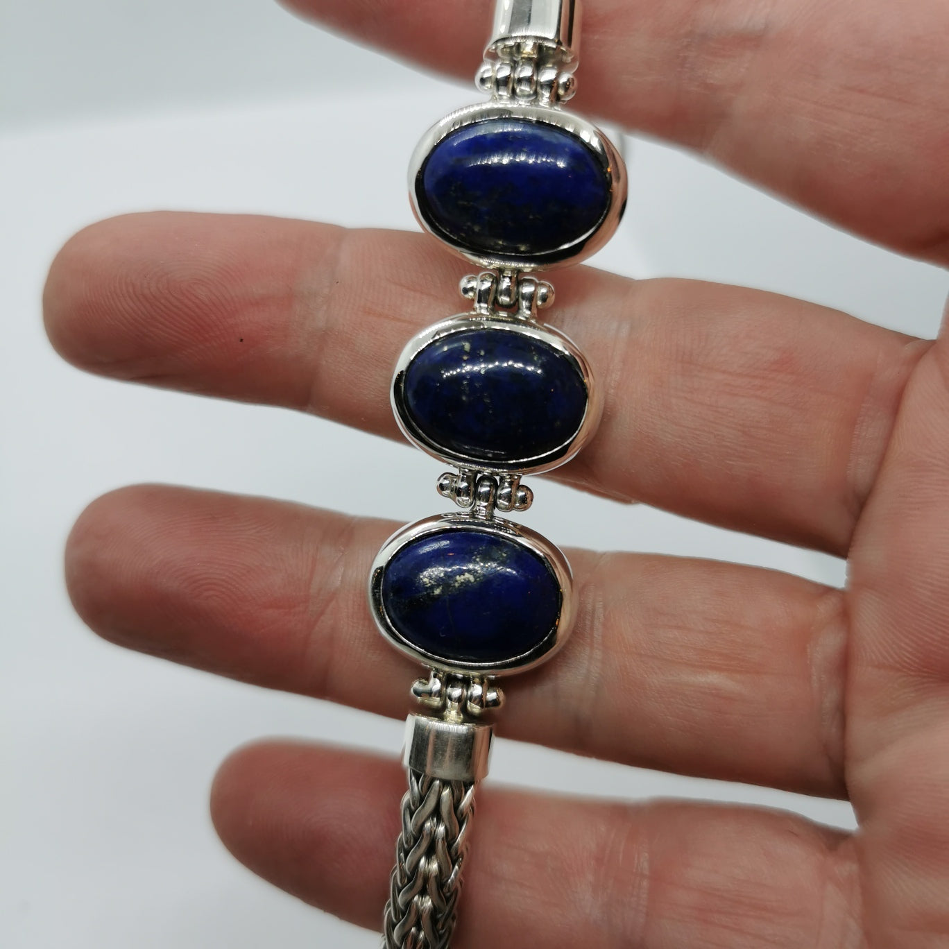 Sterling Silver and Lapis Lazuli Bracelet - India Sky | NOVICA