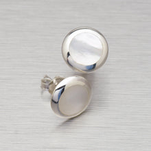 Load image into Gallery viewer, 10mm sterling silver white mother of pearl shell inlay studs.