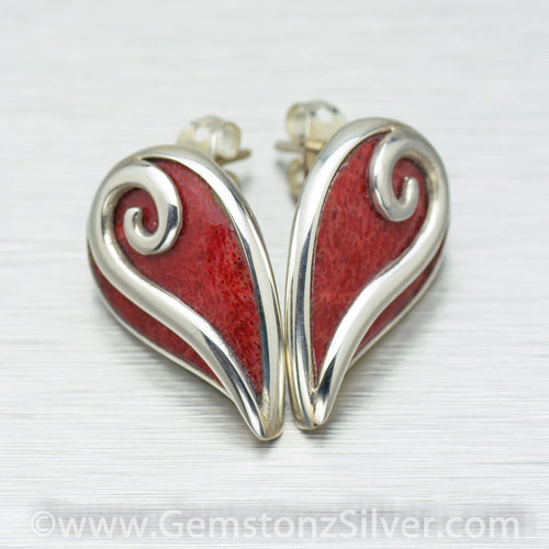 Paisley shell inlay studs - available in 2 shell inlays - Gemstonz Silver