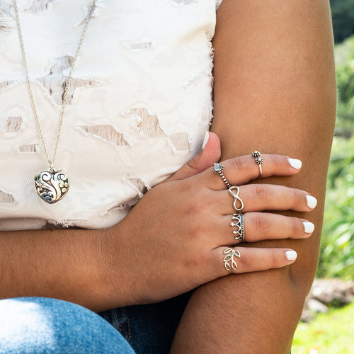 Large heart shaped puffy heart silver pendant