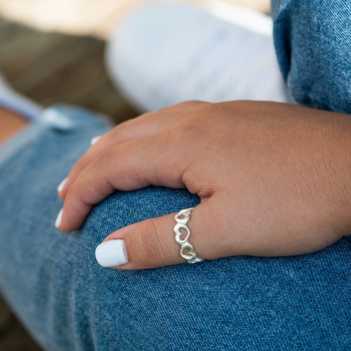 Open Hearts Sterling Silver Eternity Ring