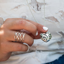 Load image into Gallery viewer, Large heart shaped puffy heart silver pendant