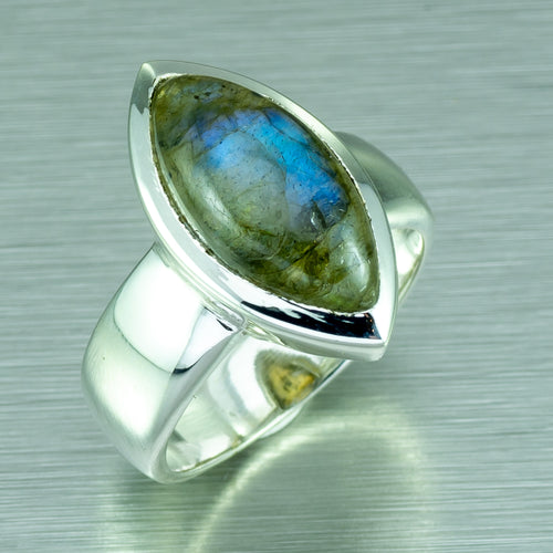 Labradorite Marquise Silver Ring