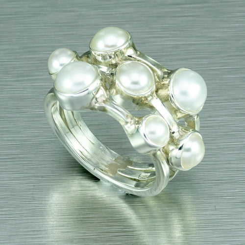 Multi Pearl Sterling Silver Ring