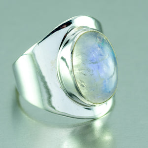 Small Rainbow Moonstone Oval Ring