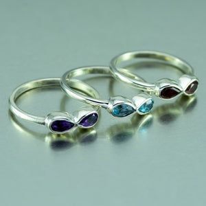 Selection of gemstone infinity rings