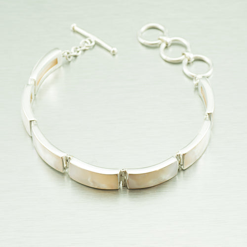 mother of pearl silver bracelet