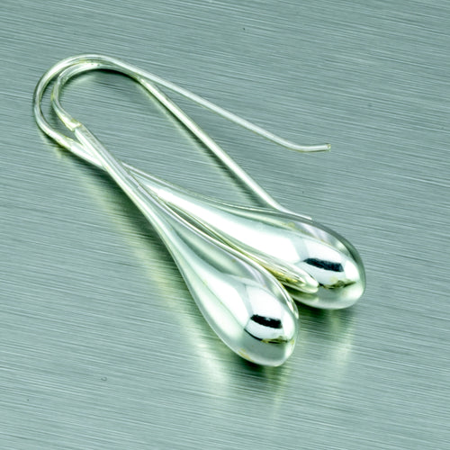 Long sterling silver teardrop earrings