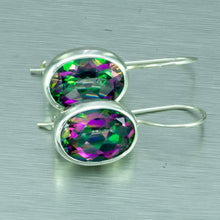 Load image into Gallery viewer, Large oval mystic topaz silver earrings