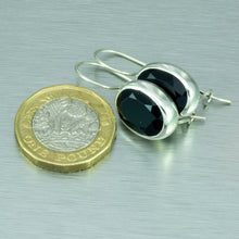 Load image into Gallery viewer, Large faceted onyx silver earrings