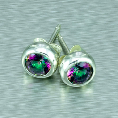 8mm mystic topaz sterling silver stud earrings